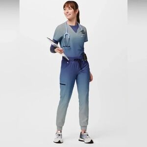 Figs Gradient Blue FreeX lined Zamora jogger Scrub pants